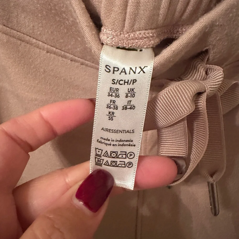 SPANX Air Luxe • WIDE LEG Drawstring sweat casual PANTS beige size small - Picture 5 of 6